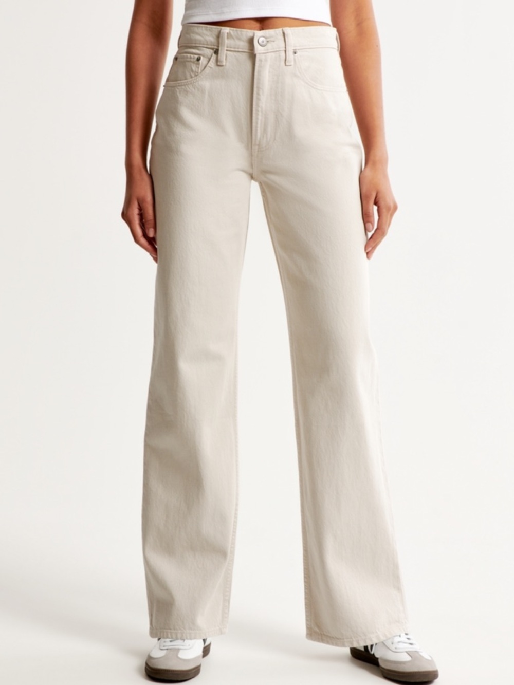 Abercrombie & Fitch Cream Wide Leg Flare Jeans